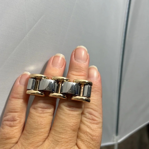 Two Tone Double Ring Size 6/7 silver and gold plated - Picture 8 of 10